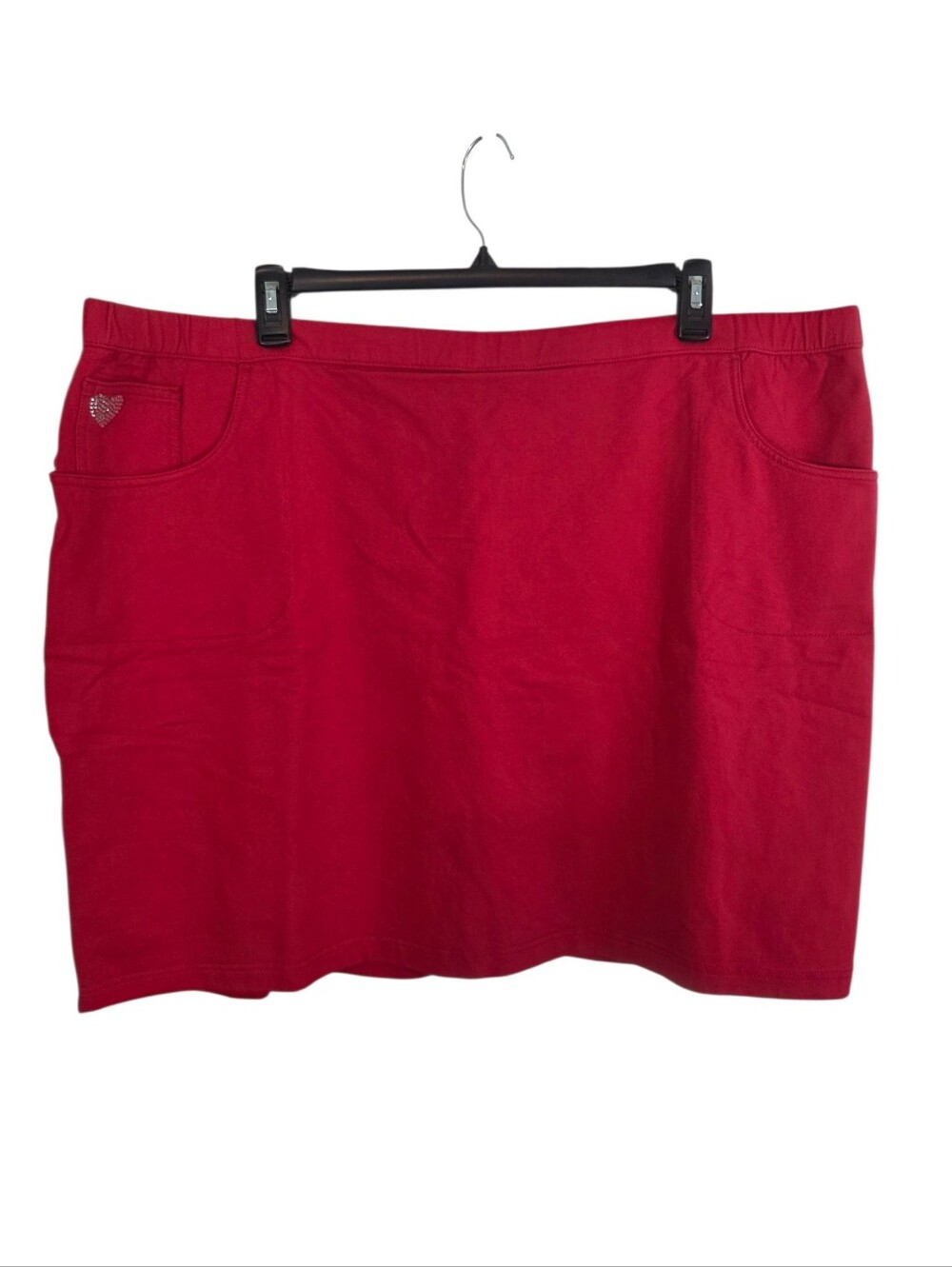 Quacker Factory Dream Jeannes Rhinestone Heart Red Skort Size 3X New With Tags